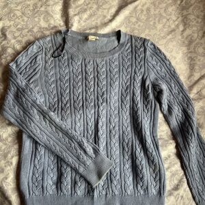 H&M Light Gray Cable-Knit Crewneck Sweater